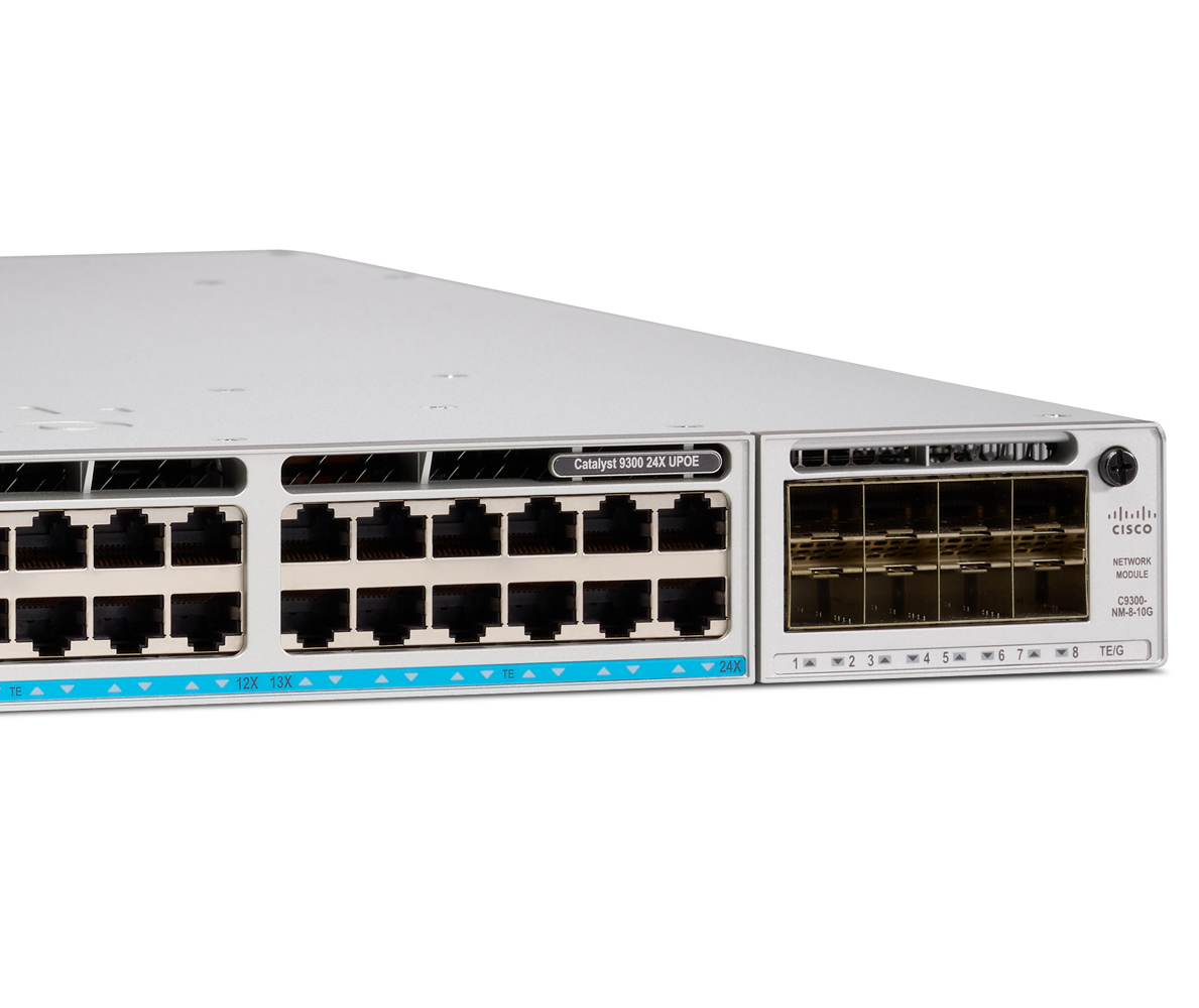 C9300-24UX-A 	  Catalyst 9300 24-port modular uplinks mGig UPOE, Network Advantage