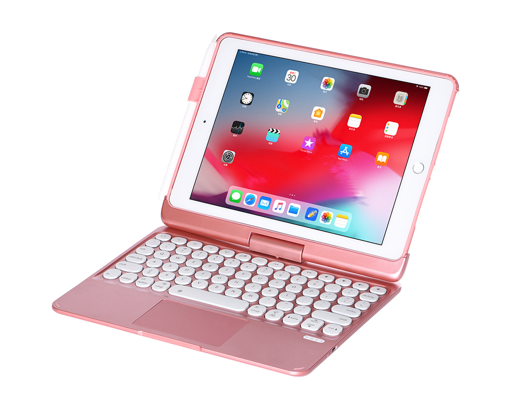 Bluetooth Wireless iPad Keyboard Case with touchpad (With Backlit)