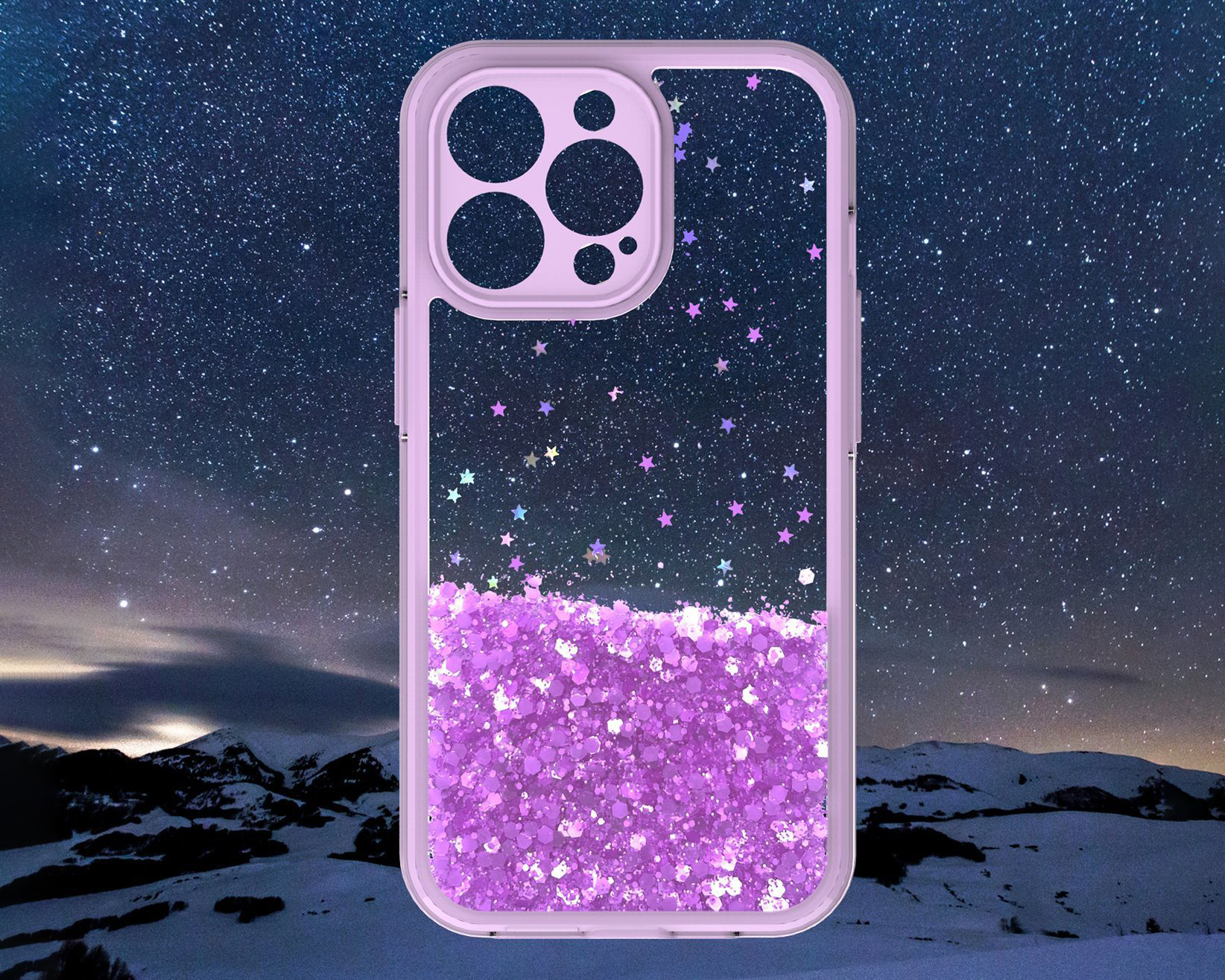 TPU PC iphone case with sequins