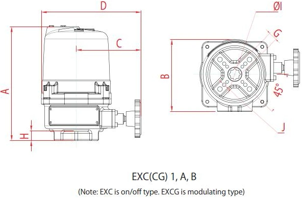 Exc (CG) & Exb (C) Series Aluminum Alloy Water-Proof Electric Actuator Quarter Turn