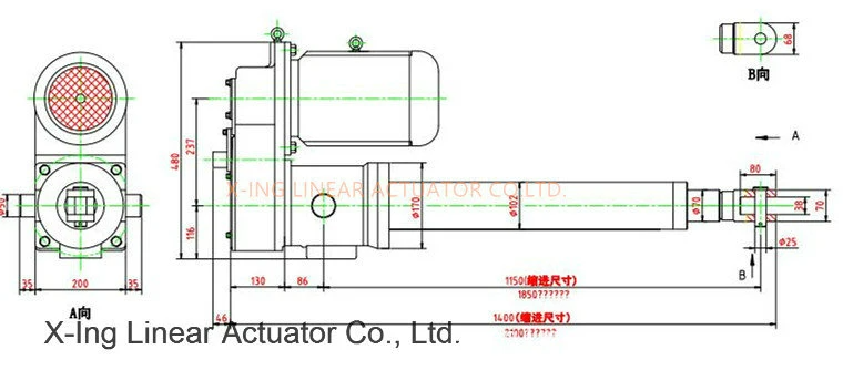 1600kgf Electric Linear Actuator Motor Linear Hydraulic Cylinder Actuator/Electric Pusher Rod Electric Linear Actuator