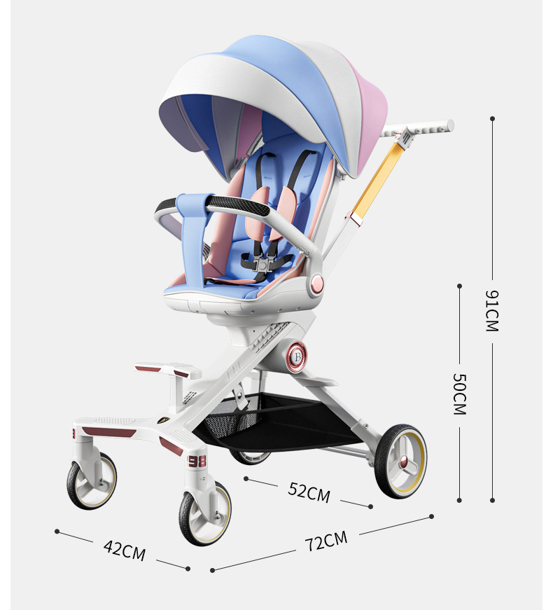遛娃神器可坐可平躺双向一键折叠高景观轻便出行宝宝高端婴儿推车详情24