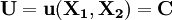 \mathbf{U=u(X_1,X_2)=C}