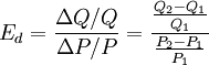 E_d=\frac{\Delta Q / Q}{\Delta P / P}=\frac{\frac{Q_2-Q_1}{Q_1}}{\frac{P_2-P_1}{P_1}}