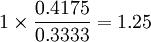 1\times\frac{0.4175}{0.3333}=1.25