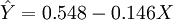 \hat{Y}=0.548-0.146X