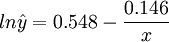 ln \hat{y}=0.548-\frac{0.146}{x}