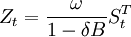 Z_t=\frac{\omega}{1-\delta B}S^T_t