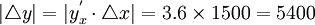 |\triangle y|=|y^'_x\cdot \triangle x|=3.6\times 1500=5400