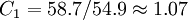 C_1=58.7/54.9\approx1.07