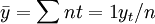 \bar{y}=\sum{n}{t=1}y_t/n
