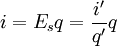 i=E_sq=\frac{i^\prime}{q^\prime}q