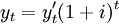 y_t=y^\prime_t(1+i)^t