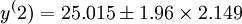 y^(2)=25.015\pm1.96\times2.149