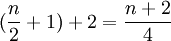 (\frac{n}{2}+1)+2=\frac{n+2}{4}