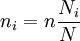 n_i=n\frac{N_i}{N}