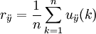 r_\ddot{y}=\frac{1}{n}\sum_{k=1}^n u_\ddot{y}(k)