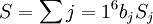 S=\sum{j=1}^6 b_jS_j