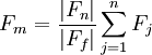 F_m=\frac{|F_n|}{|F_f|}\sum_{j=1}^n F_j