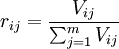 r_{ij}={V_{ij} \over \sum_{j=1}^mV_{ij}}