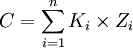 C=\sum_{i=1}^nK_i\times Z_i