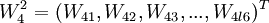 W_4^2=(W_{41},W_{42},W_{43},...,W_{4l6})^T