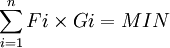 \sum_{i=1}^n Fi\times Gi=MIN