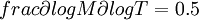 frac{\partial logM}{\partial logT}=0.5