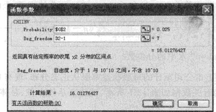 函数CHIINV对话框