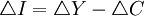 \triangle{I}=\triangle{Y}-\triangle{C}