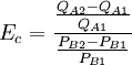 E_c=\frac{\frac{Q_{A2}-Q_{A1}}{Q_{A1}}}{\frac{P_{B2}-P_{B1}}{P_{B1}}}