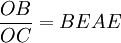 \frac{OB}{OC}={BE}{AE}