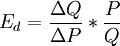 E_d=\frac{\Delta Q}{\Delta P}*\frac{P}{Q}