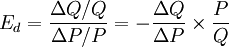 E_d=\frac{\Delta Q/Q}{\Delta P/P}=-\frac{\Delta Q}{\Delta P}\times\frac{P}{Q}