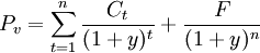 P_v = \sum_{t=1}^n\frac{C_t}{(1+y)^t}+\frac{F}{(1+y)^n}