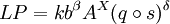 LP = kb^\beta A^X (q\circ s)^\delta