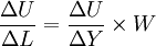 \frac{\Delta{U}}{\Delta{L}}=\frac{\Delta{U}}{\Delta{Y}} \times W
