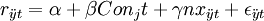 r_{\ddot{y}t}=\alpha+\beta Con_jt+\gamma nx_{\ddot{y}t}+\epsilon _{\ddot{y}t}