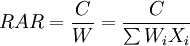 RAR=\frac{C}{W}=\frac{C}{\sum W_iX_i}