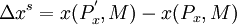 \Delta x^s=x(P^'_x,M)-x(P_x,M)