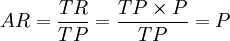 AR=\frac{TR}{TP}=\frac{TP\times P}{TP}=P