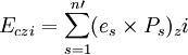 E_{czi}=\sum_{s=1}^{n\prime}(e_s\times P_s)_zi