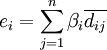 e_i=\sum_{j=1}^n\beta_i\overline{d_{ij}}
