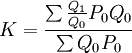 K=\frac{\sum \frac{Q_1}{Q_0}P_0Q_0}{\sum Q_0P_0}