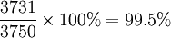 \frac{3731}{3750}\times100%=99.5%