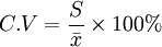 C.V=\frac{S}{\bar{x}}\times 100%