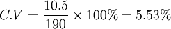 C.V=\frac{10.5}{190}\times 100%=5.53%