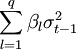 \sum_{l=1}^q \beta_l \sigma_{t-1}^2