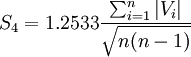 S_4=1.2533\frac{\sum^{n}_{i=1}|V_i|}{\sqrt{n(n-1)}}