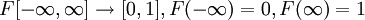F[-\infty,\infty]\to[0,1],F(-\infty)=0,F(\infty)=1